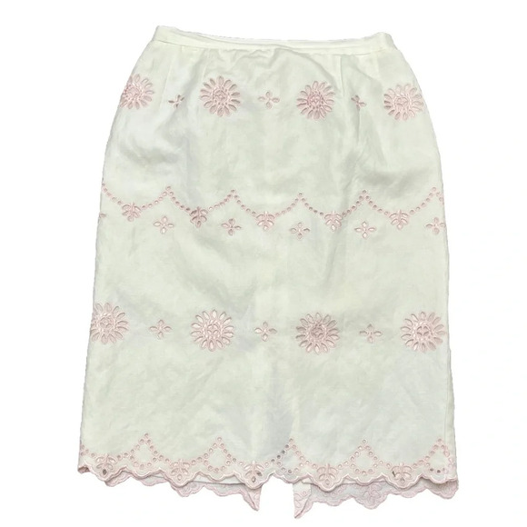 Dresses & Skirts - Vtg Eyelet Ivory Midi Pencil Skirt Boho Peasent Modest Mature Beach Retro Y2k 90